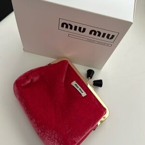 Miu Miu Pouch Velvet Dark Pink with Rose Gold trim